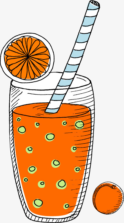 卡通矢量饮料橙汁手绘